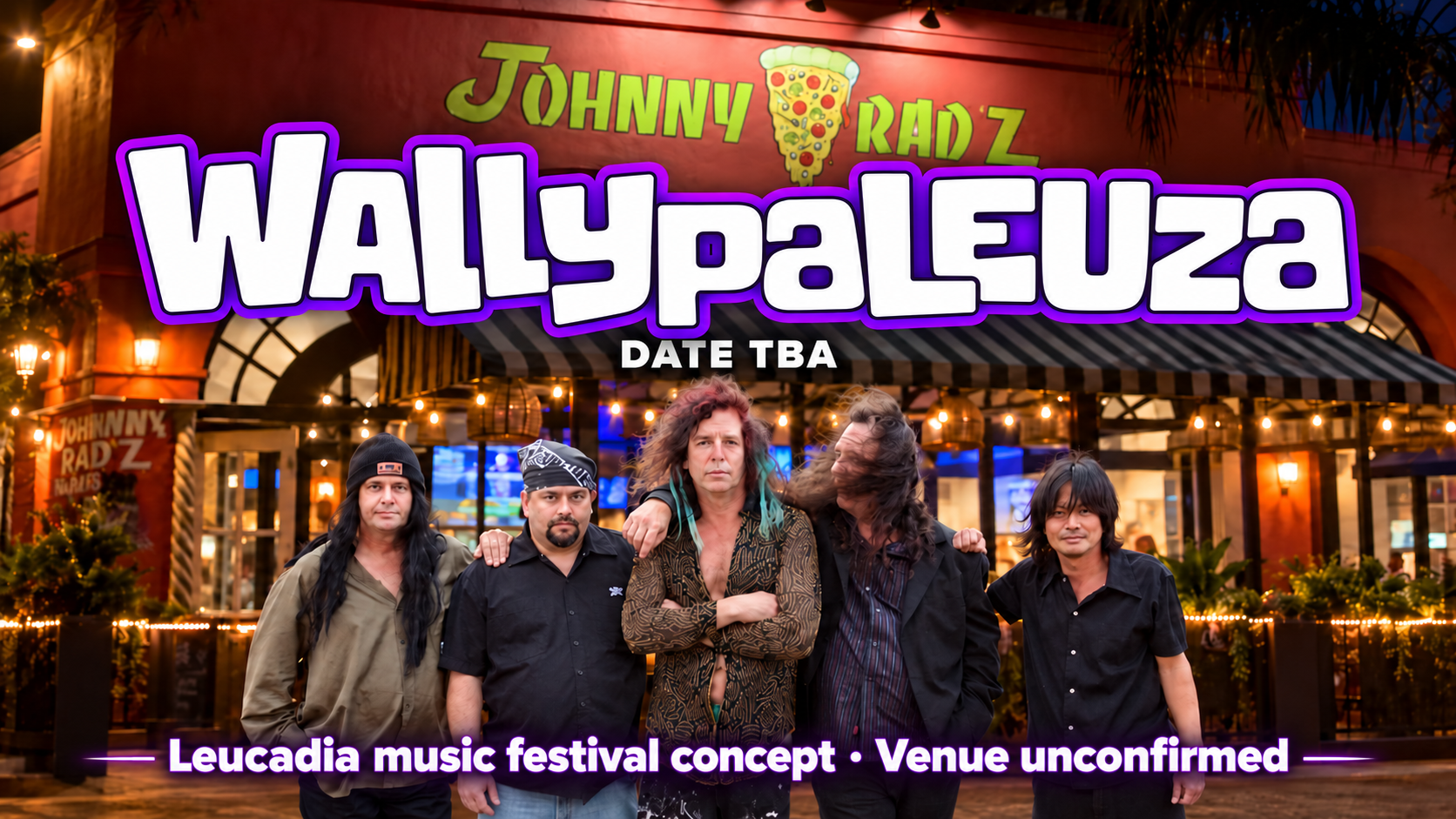 WALLYpaLEUza concept poster featuring Wally World against a Johnny Rad’z backdrop